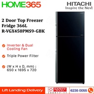 (Discon) Hitachi 2 Door Top Freezer Fridge 366L R-VGX450PMS9
