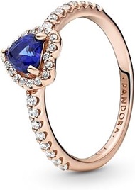 Sparkling Blue Elevated Heart, Clear CZ & Blue Crystal Ring, Size: EUR-58, US-8.5 -188421C01-58