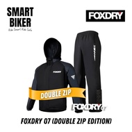 FOXDRY 07 Double Zip Edition Waterproof Raincoat Set With Hoodie (Grey Color)