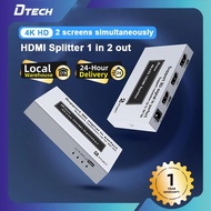 DTECH 4K HDMI Splitter 1x2/1x4 for TV Monitor UHD Video Distribution European Standard
