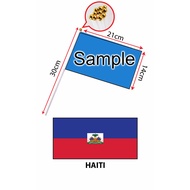 Haiti Hand Flag With Stick (14x21cm)/ Bendera Tangan Dunia Haiti (14x21cm)