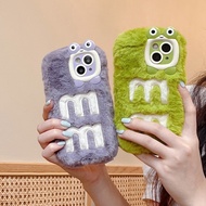 3D Cartoon Frog Frame Double M Embroidery Plush Case for Apple 11 Fashion Phone Case Apple 13/14 Pho