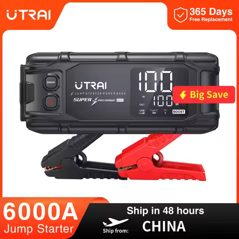 UTRAI 26800mAh 6000A Car Jump Starter Powerful Portable Power Bank PD45W Fast Charging 6.0" LED Scre