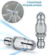 Stainless Steel High Pressure Nozzle Water Jet 1/4 Quick Connector Sewer Pipe Dredging Cleaning
