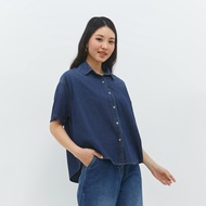 Geela Official - Gantari Dark Blue Denim Shirt (G.1533) | Kemeja Wanita