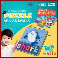Wooden Sea Animal Puzzle for Kids Wooden Puzzle Learning Toys for Kids Sea Animal Toys Zoo Animals Toy Spelling Puzzle