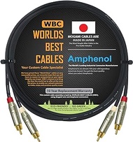 WORLDS BEST CABLES 6 Foot - High-Definition Audio Interconnect Cable Pair Custom Made Using Mogami 2964 Wire and Amphenol ACPR Die-Cast, Gold Plated RCA Connectors