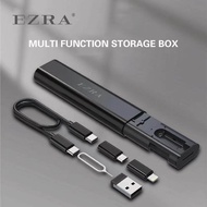 EZRA 6 in 1 MultiFunctional Adapter Storage Box DC195 USB C To Type C Micro USB-A Lightning Cable SIM KIT