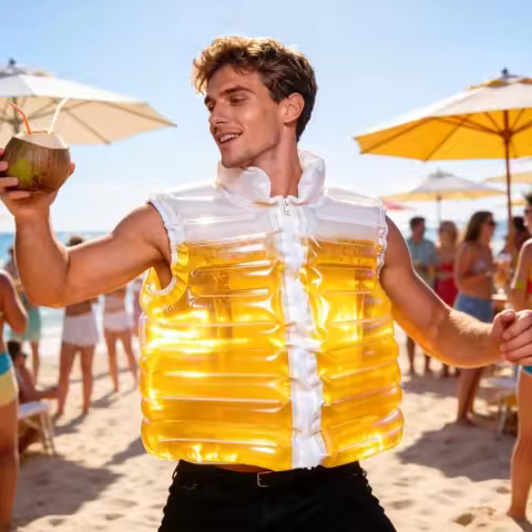 Hilarious Leak-proof Transparent Beer Jacket Wearable Portable Beer-Filled Jacket PVC Refillable Bev