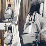 Simple Striped Couple Backpacks For University And High School Students Fashion Bag D1o7