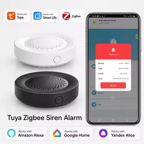 Tuya Zigbee Siren Alarm 100dB Smart Buzzer Speaker for Home Security Works with Alexa Google Home Re