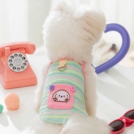 Summer Striped Contrast Color Pocket Thin Teddy Bichon Cute Sling Teddy Bichon Cat Pet Dog Clothes
