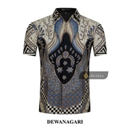 KEMEJA Original DEWANAGARI Batik Shirt With Short DEWANAGARI Motif, Men's Batik Shirt For Men, Slimfit, Full Layer, Short Sleeve