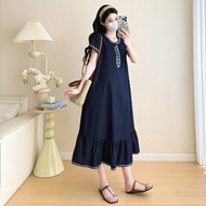 Summer Maternity Dress with Elaborate Embroidery