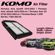 Perodua Axia facelift 2016-2023, rahmah 2023-2025-on, G2 D74A 2023-2025-on, Bezza 1.0 Air Filter Pen