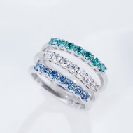 莫桑鑽0.3克拉排鑽 925銀18K鍍金白色D/綠色/藍色莫桑石 女孩礼物