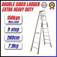 EXTRA HEAVY DUTY (150kgs Max.Load) 9 Step Double Sided Aluminium Ladder (Exploit) Tangga extra heavy