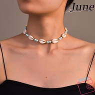 JUNEGOODS Shell Braided Chain, Shell Adjustable Shell Beaded Necklace, Fashion Purple/Blue/Pink/Whit