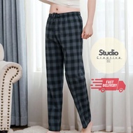🔥Harga Borong Seluar Tidur Pelikat Lelaki Dewasa Plus Size Unisex Adult PLAID Full Cotton Long Pant M - 2XL