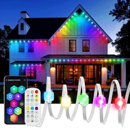 Permanent Outdoor Lights Smart RGBIC 50ft 30 LED Eaves Light Waterproof Music Sync Remote Control Ou