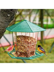 1入組/個室外鳥餌器,帶有鎖鈕功能的鳥飼料器,可伸縮的鳥飼料器,適用於室外鳥類種子飼料,庭園裝飾,觀鳥者的藝術作品