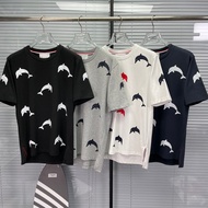 OW2S High Summer New Style Full-fit Dolphin Pattern Round Neck Fashionable All-match Men Women Same 