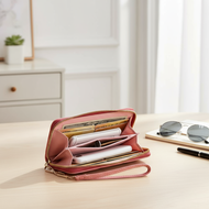 Women's Large Zipper Clutch with Coin Pouch and Credit Card Slots