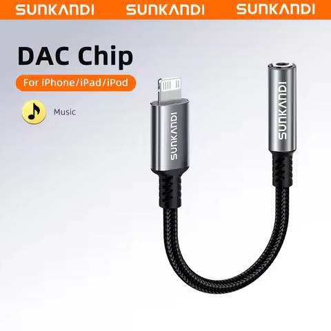 SUNKANDI Lightning to 3.5mm Headphone Jack Adapter with DAC, Headphone/Earphone Hi-Fi Audio Dongle &