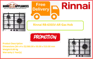 Rinnai RB-63SSV-AR 3 Burner Built-In Stainless Steel Top Plate Kitchen Hob / FREE EXPRESS DELIVERY