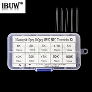 100PCS 10Values*10PCS NTC Thermistor Thermal Resistor kit MF52 NTC-MF52AT 1K 2K 3K 4.7K 5K 10K 20K 4
