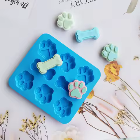 Dog Footprint Silicone Mold Cake Molds Bone Cookie Cutter Fondant 3D DIY Cat Paw Silicone Bakeware M
