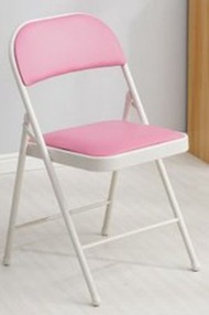 全城熱賣 - 時尚彩色摺椅（加強鋼板底座雙層海綿白腿粉色）#(GTN)