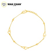 WAH CHAN 916 Gold Bracelet - Heart Interlock OSB1239