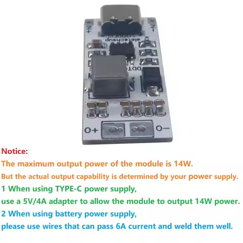 TYPE-C to DC 6V 8.4V 9V 12V Step-Up DC-DC Boost Converter Power Supply for QC PD 3.5A USB