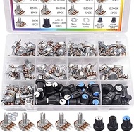 Taiss 100 Pieces Potentiometer Kit B1K B5K 10K 20K 50K 100K 250K 500K 1M Ohm Linear Taper Rotary Pot