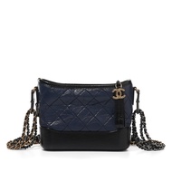Chanel Navy Quilted Calfskin Small Gabrielle Hobo Bag Gold and Ruthenium Hardware, 2018