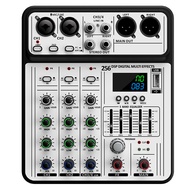 Professional 4-Channel 256DSP Audio Mixer 48V Phantom Power USB สตูดิโอคาราโอเกะบลูทูธ DJ คอนโซลผสม