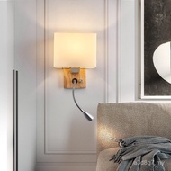 Light Warm Art Simple Reading led Hotel Room Hotel Wall Lamp Wooden Dimming Cloth Modern Bedroom Cov
