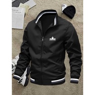 Mens Lightweight Stand Collar Casual Jacket With Liverpool Print Comfortable Fabric Zip Front Regula