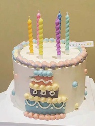 6入組馬卡龍顏色浪漫的扭曲螺旋生日蛋糕和糕點裝飾蠟燭
