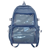 MINOA Durable Nylon Ita Backpack Solid Color Dustproof Students School Bag Laptop Bag Transparent La