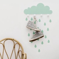 西班牙 Tresxics大雲朵小雨滴掛勾+壁貼(綠)