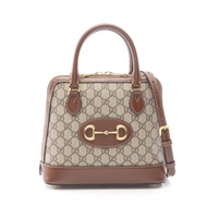 【二手】Gucci GUCCI 馬銜扣手提包 1955 GG SupremeTOP手柄包 2WAY 621220 米色/ブラウンPVC 塗層帆布皮革