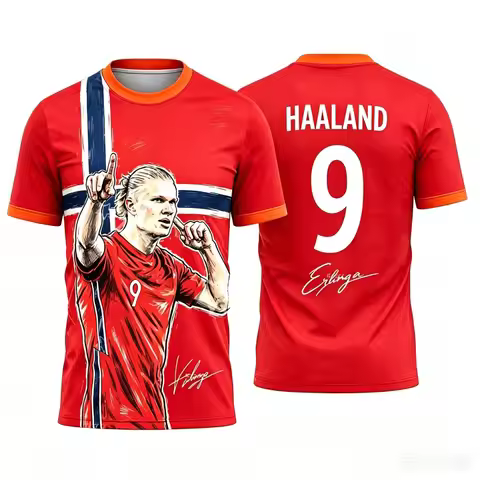 Haland's Summer 3D Printed Summer Children's Outfit Football Jersey T-shirt Is Loose and Comfortable