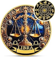 Libra 12 Zodiac Challenge Coin - Twelve Constellations Libra Protective Talisman Coin - Divination T