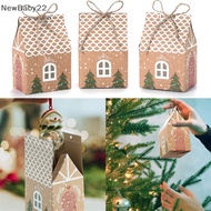 NN 10PCS Kraft Paper House Shape With Ropes Candy Gift Bags Cookie Bags Packaging Boxes Christmas Tree Pendant Party Decor SG