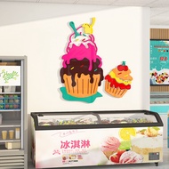 【MANDAO】การออกแบบสติกเกอร์ผนังไอศครีมสีสันสดใส 3d ผนังอะคริลิคผนังร้านไอศครีมพื้นหลังผนังสติ๊กเกอร์