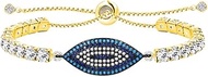Turkish Blue Evil Eye Bracelet 3mm Round Cubic Zirconia Crystal Bracelet Adjustable Good Luck Tennis