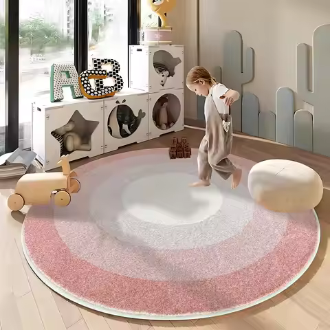 Soft Fluffy Mats Round Washable Ombre Rug Gradient Pink Abstract Area Rugs for Bedroom Girls Fuzzy C