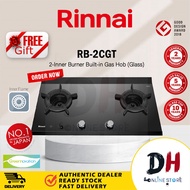 【Ready Stock】 Rinnai RB-2CGT Inner 2-Burner Built-in Gas Stove Kitchen Appliances - Black (74cm)